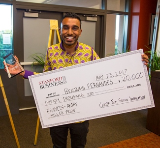 Benjamin recently scooped US$20,000 when he was awarded Stanford GSB’s Frances and Arjay Miller Prize in Social Innovation