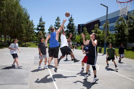 Lunchtime basketball game at Kaiser Permanente